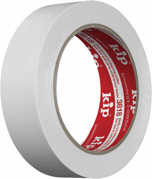 Kip 3818 PVC-Schutzband: Quergerilltes PVC-Schutzband aus widerstandsfähiger, anschmiegsamer Weich-PVC-Folie in Standardqualität. Ermöglicht leichtes und gerades Abtrennen durch die quergerillte Oberfläche. Es ist resistent gegen Wasser, Säuren, Laugen, Alkohol, Öle, Benzin und Salzwasser. Ideal für Abklebungen bei Putz-, Stuckateur- und Bautenschutzarbeiten im Innen- und Außenbereich. Es ist formstabil bis 60°C und eignet sich für glatte Untergründe wie lackiertes/grundiertes Holz, Aluminium oder Glas. Vorsicht bei verwitterten Kunststoffuntergründen; hier ist eine Testverklebung empfohlen.